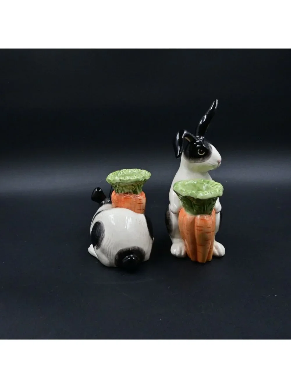 Fitz and Floyd Kensington Rabbit Candle Holder Set Vintage 1987 Bunny Carrot